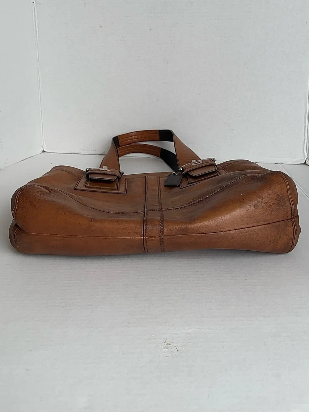 Coach Legacy Leather Tote Bag Tan Cognac Shoulder Handbag F12303